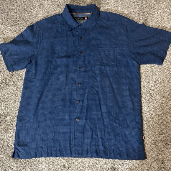 Quiksilver Waterman Men’s XL Blue Plaid Short Sleeve Button Front Shirt Casual - Picture 1 of 9